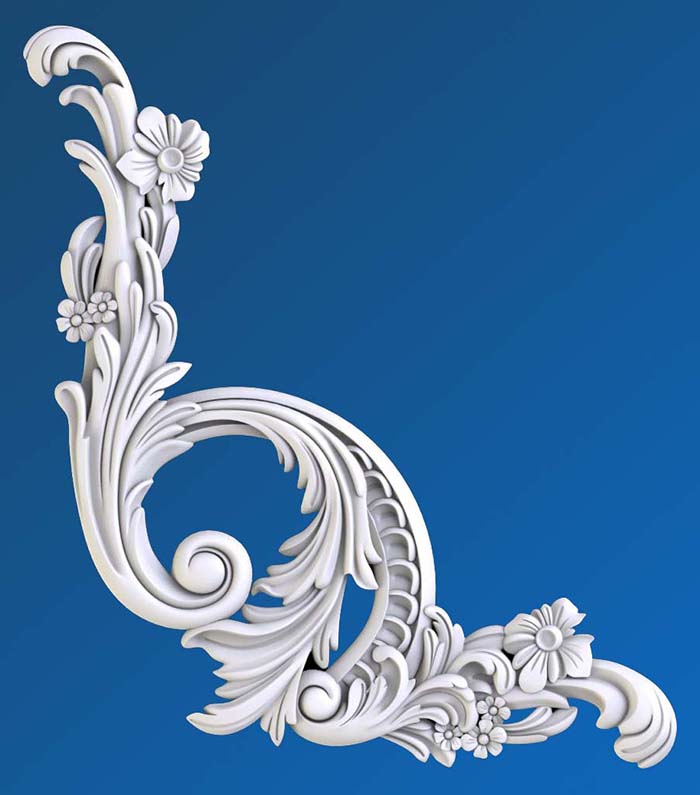 Phù điêu góc tường hoa lá tây